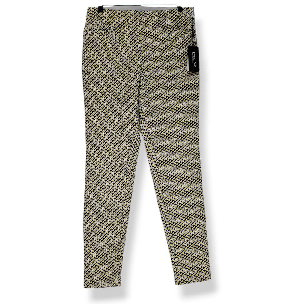RLX Ralph Lauren Geo-Print Stretch Golf Pants Multi Color Size 8 NWT Blue Yellow